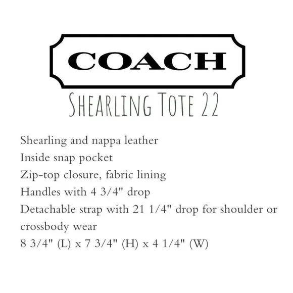 RETAIL Coach Signature Genuine Shearling Tote 22 in Green/Pewter - Picture 9 of 14